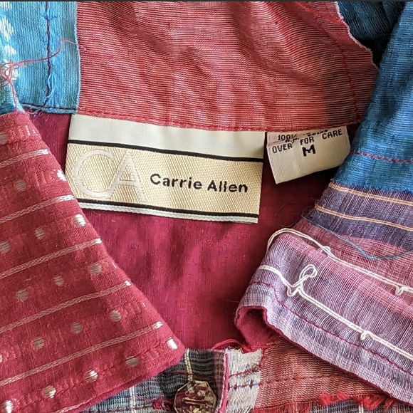 Carrie Allen Shirt Jacket Sz M Cropped Multi Color Patch Work Long Sleeve Lined - Picture 10 of 13